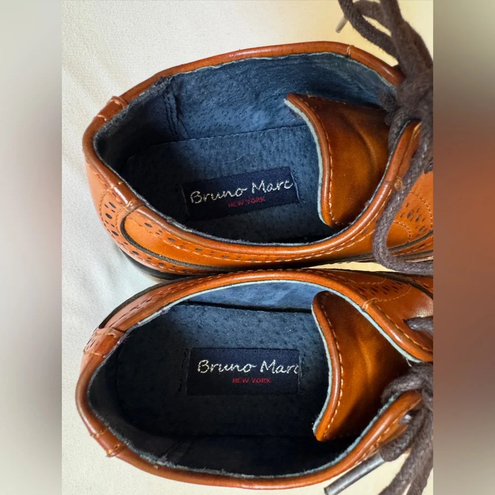 Bruno Marc Boy’s Breathable Brown Wingtip Oxfords